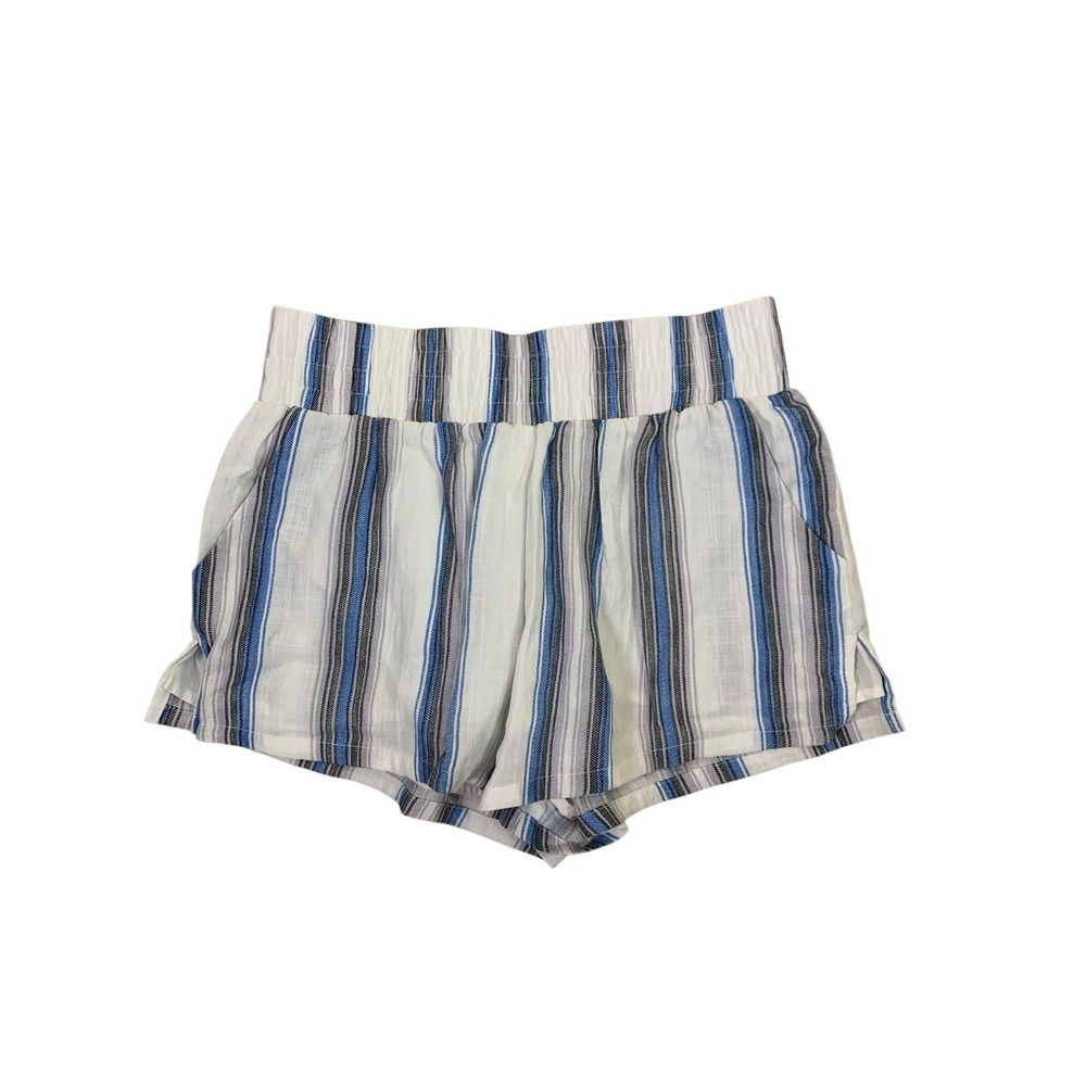 Vacate The Label Blue White Striped Linen Blend Pull On Shorts Small - Picture 1 of 4